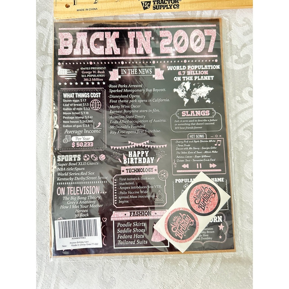 Back in 2007 Birthday‎ Card Fun Facts Nostalgia Retro Celebration Gift